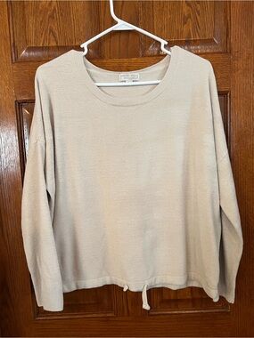 Barefoot Dreams Cozy Chic Ultra Lite Large Cream Pullover Drawstring Sweater